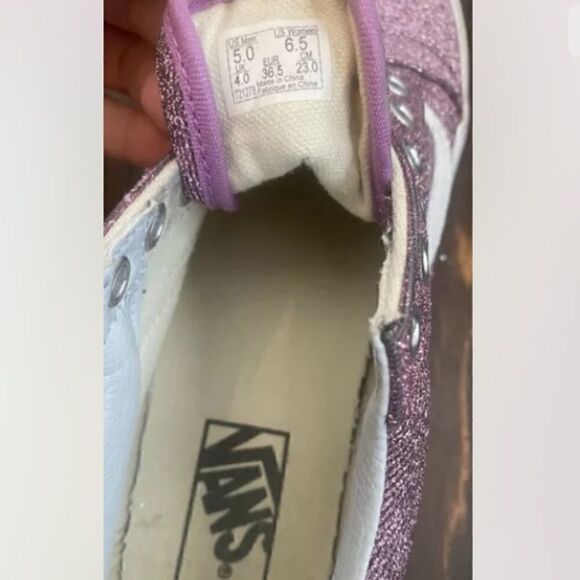 Vans Old Skool Low Tops Pink Lurex Sparkle Canvas Womens 6 No laces - Picture 6 of 6